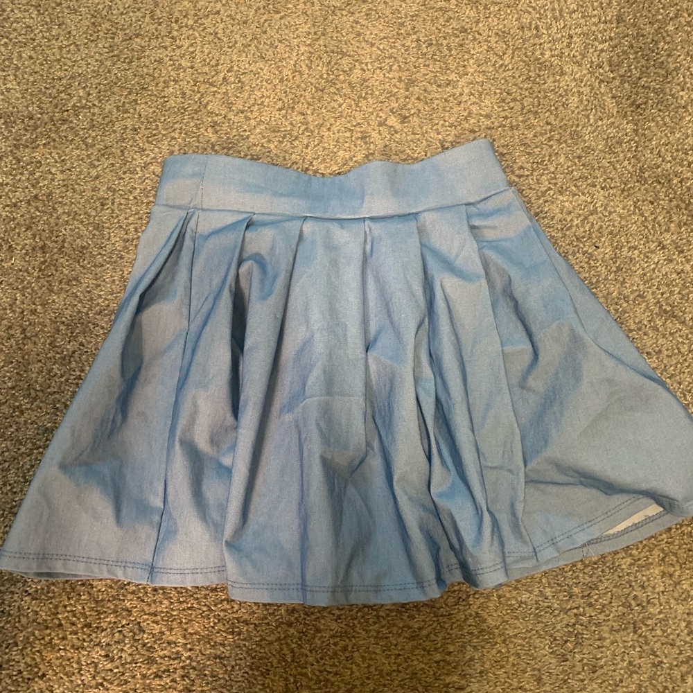 Blue Pleated Skirt